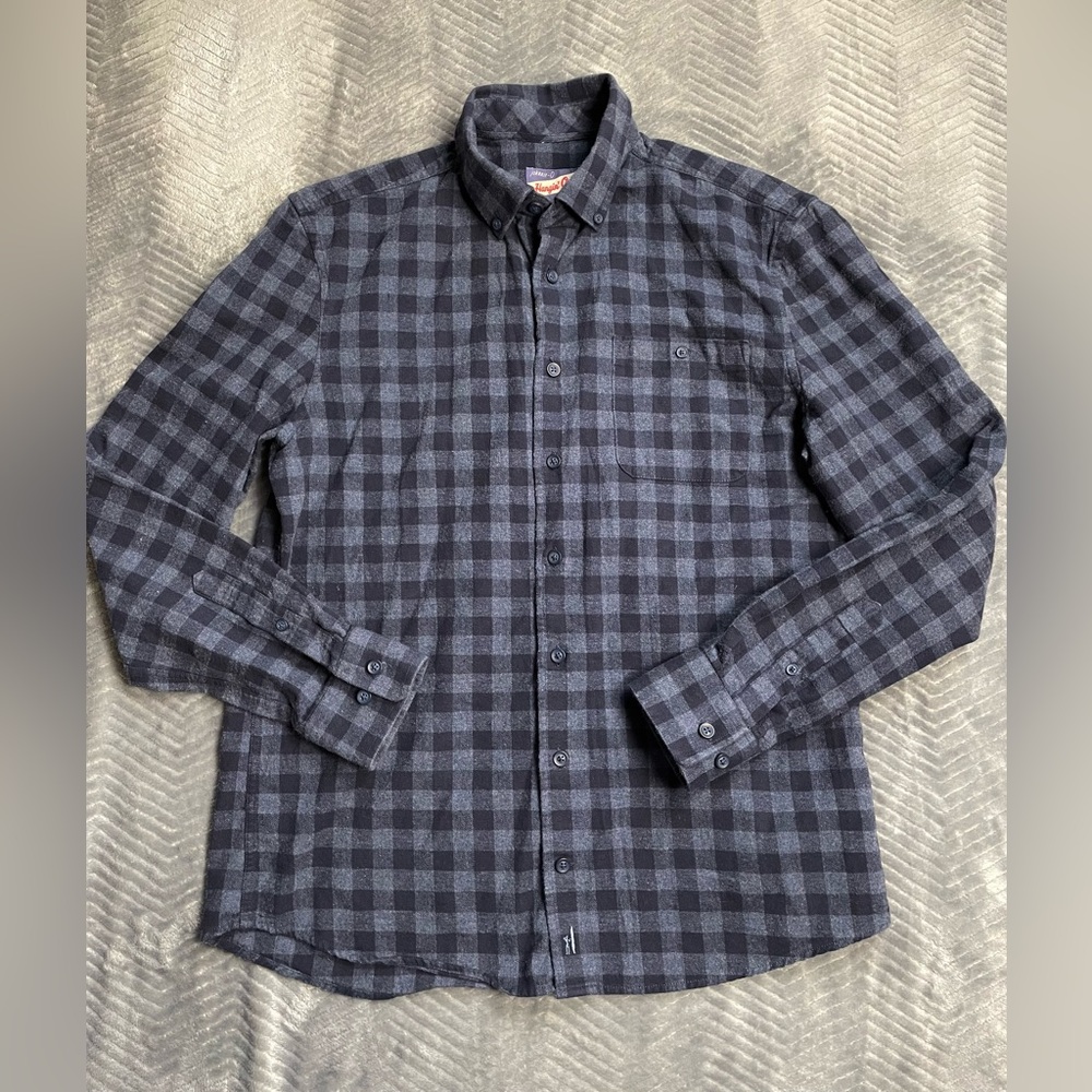 Mens Johnnie-O Hawkins Hangin’‎ Out Twilight Blue Flannel Shirt Small